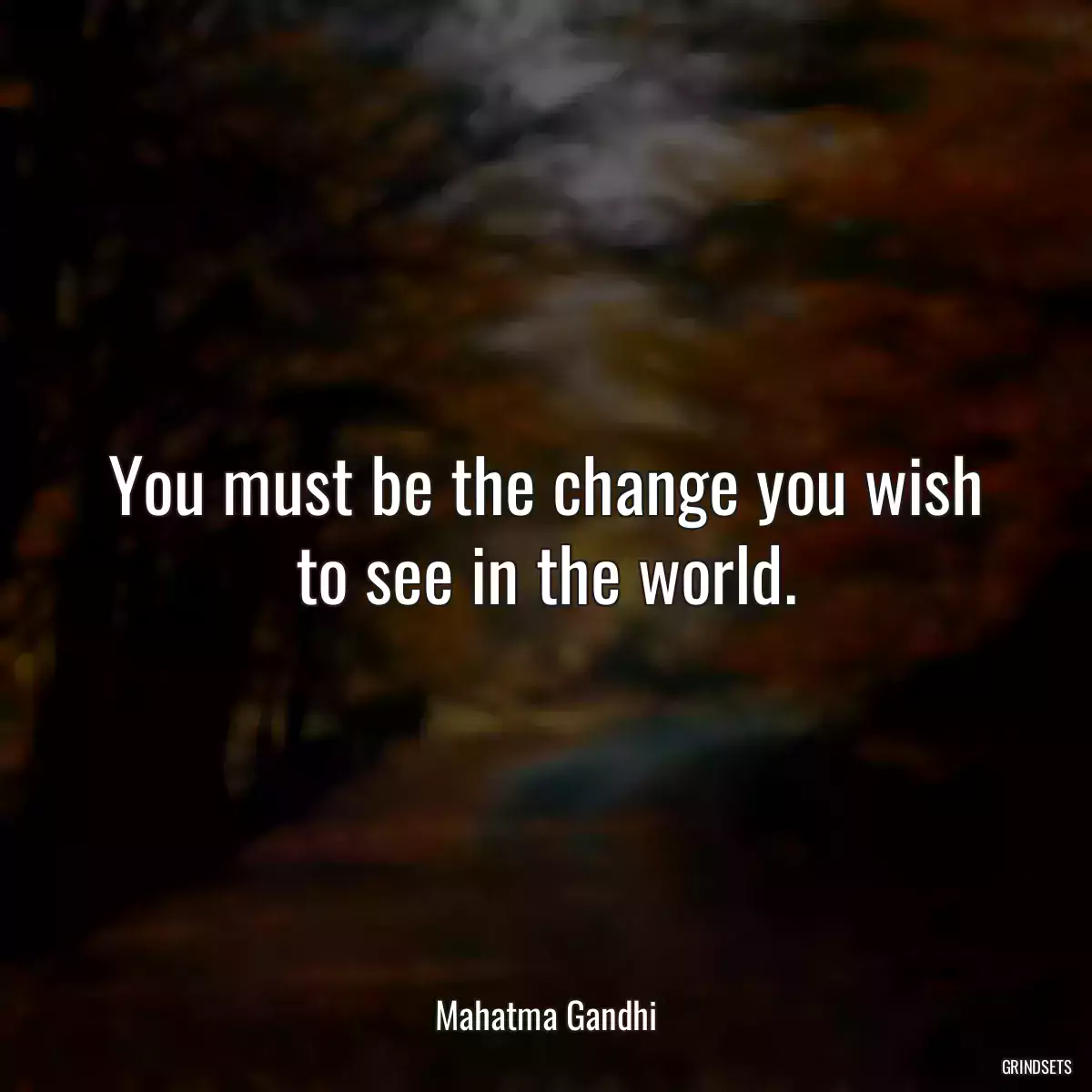 You must be the change you wish to see in the world.