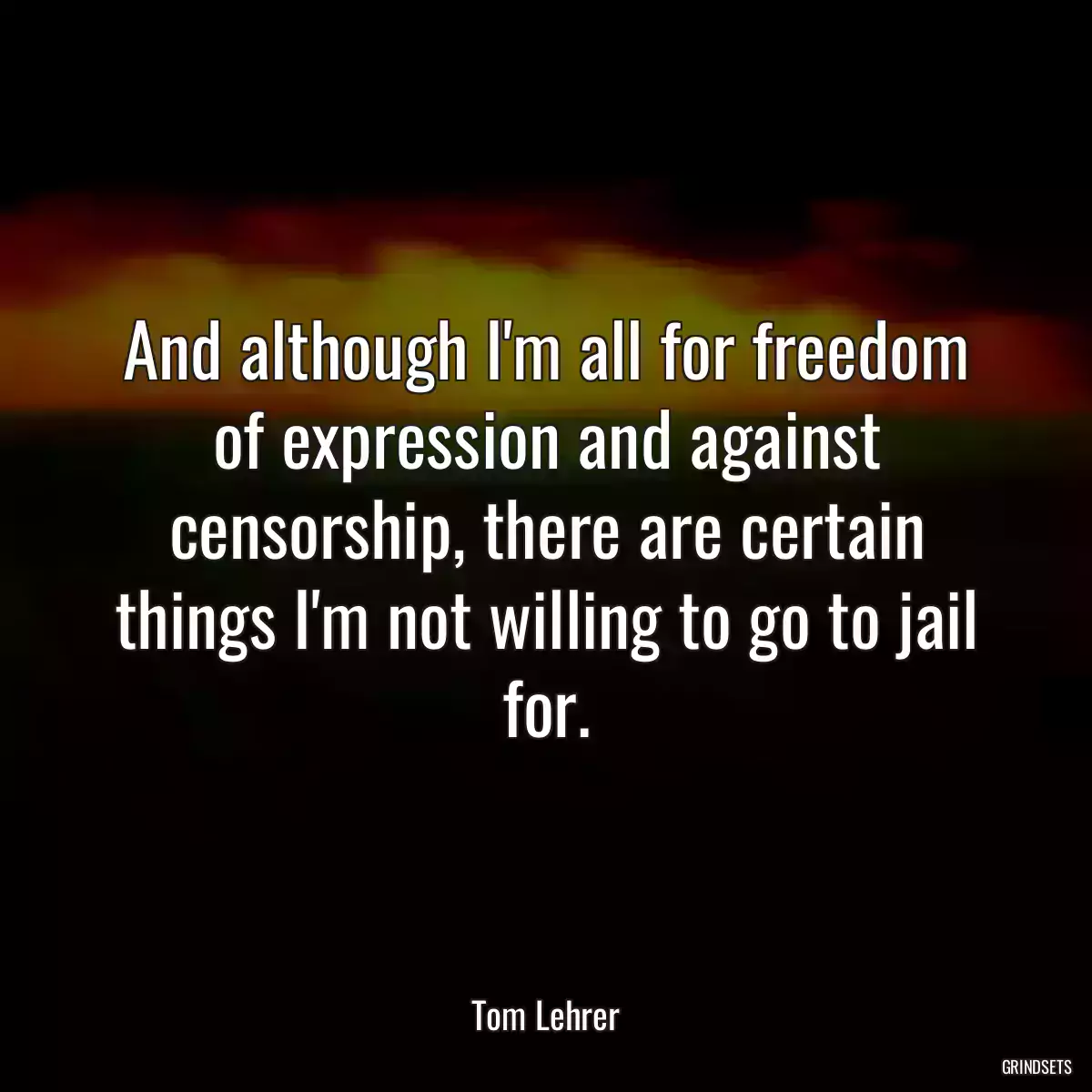 And although I\'m all for freedom of expression and against censorship, there are certain things I\'m not willing to go to jail for.