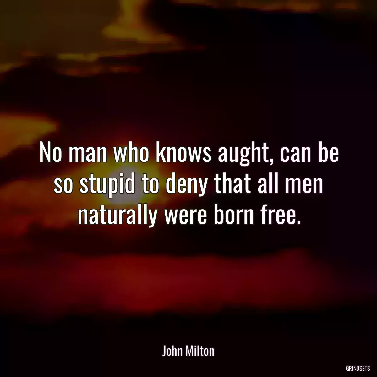 No man who knows aught, can be so stupid to deny that all men naturally were born free.