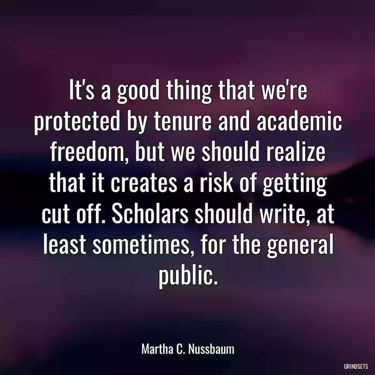 It\'s a good thing that we\'re protected by tenure and academic freedom, but we should realize that it creates a risk of getting cut off. Scholars should write, at least sometimes, for the general public.