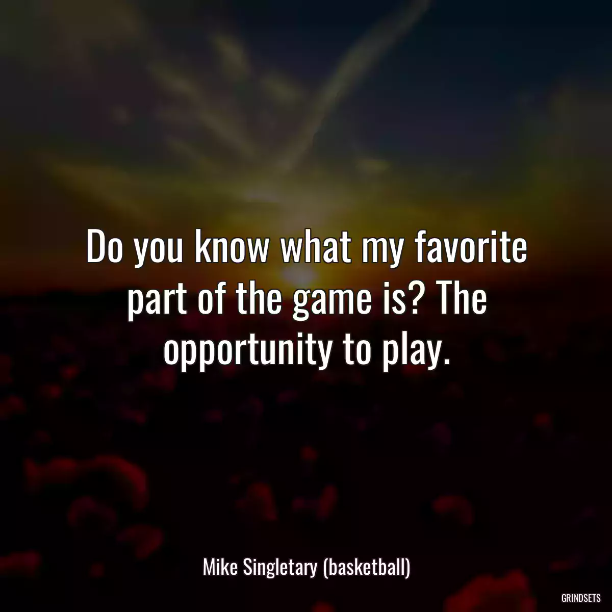 Do you know what my favorite part of the game is? The opportunity to play.