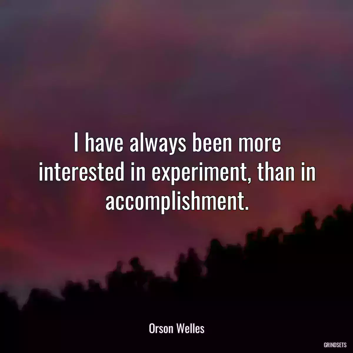 I have always been more interested in experiment, than in accomplishment.