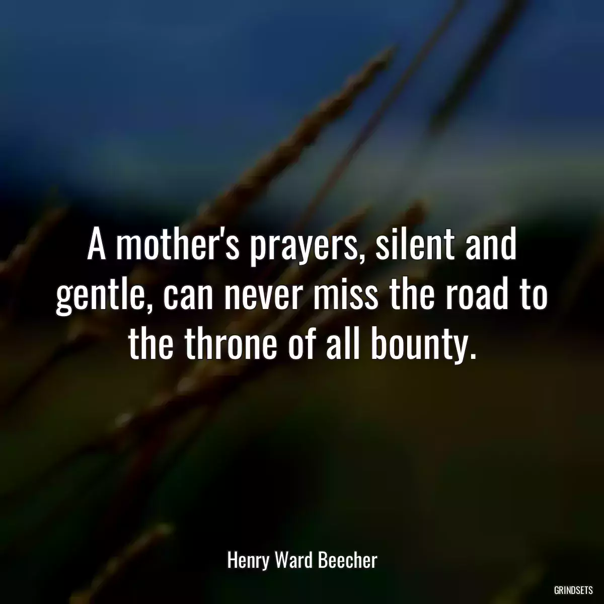 A mother\'s prayers, silent and gentle, can never miss the road to the throne of all bounty.