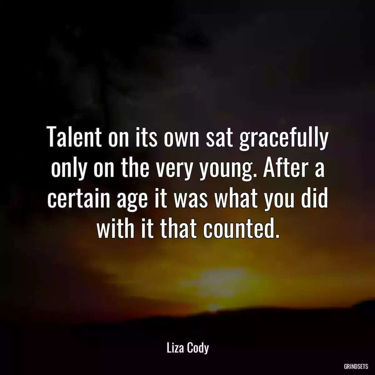 Talent on its own sat gracefully only on the very young. After a certain age it was what you did with it that counted.