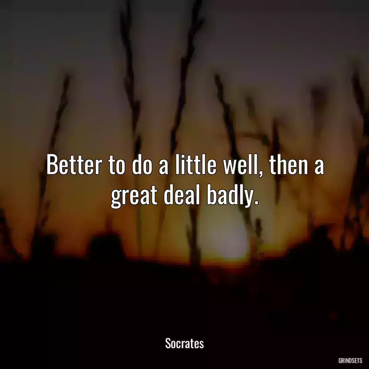 Better to do a little well, then a great deal badly.