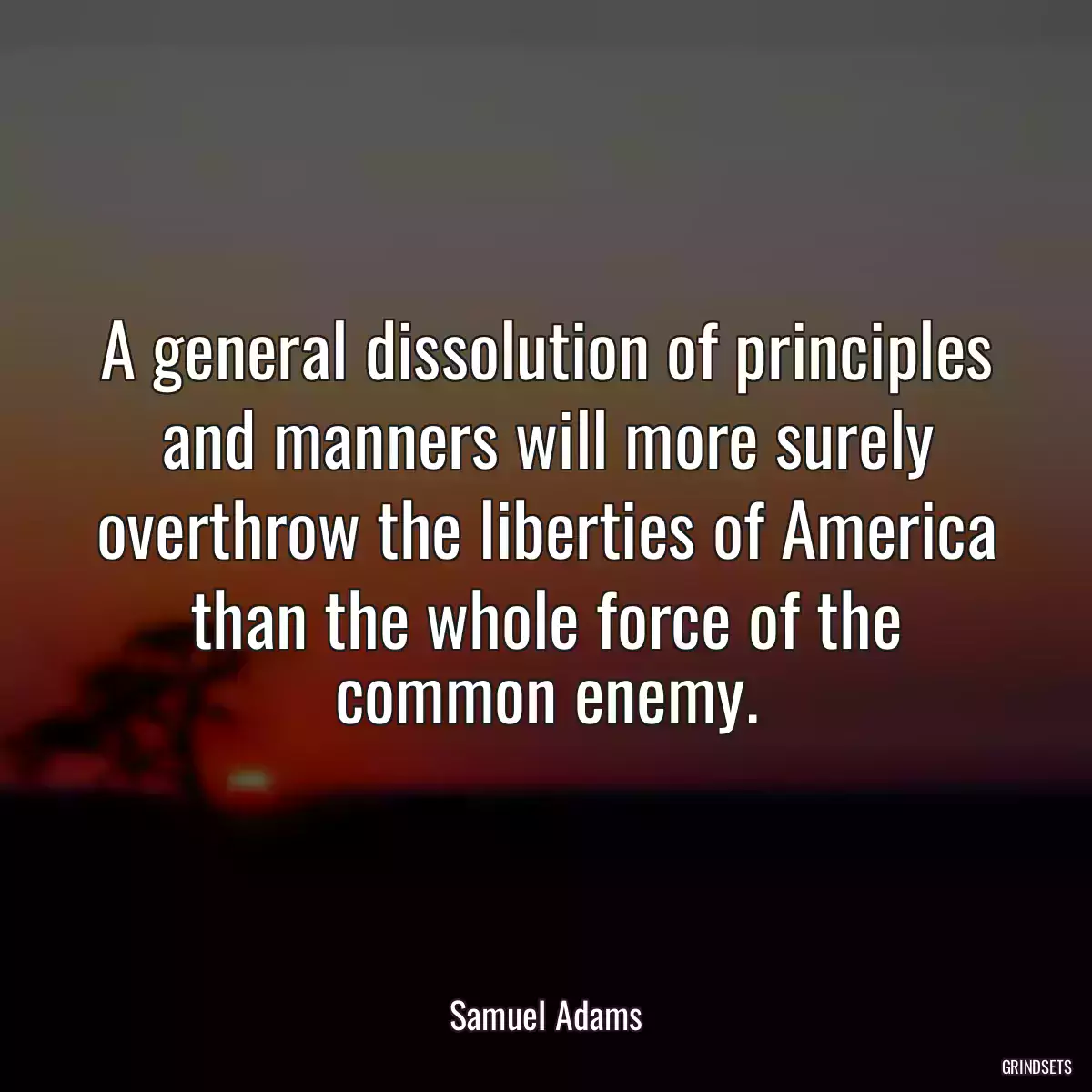 A general dissolution of principles and manners will more surely overthrow the liberties of America than the whole force of the common enemy.