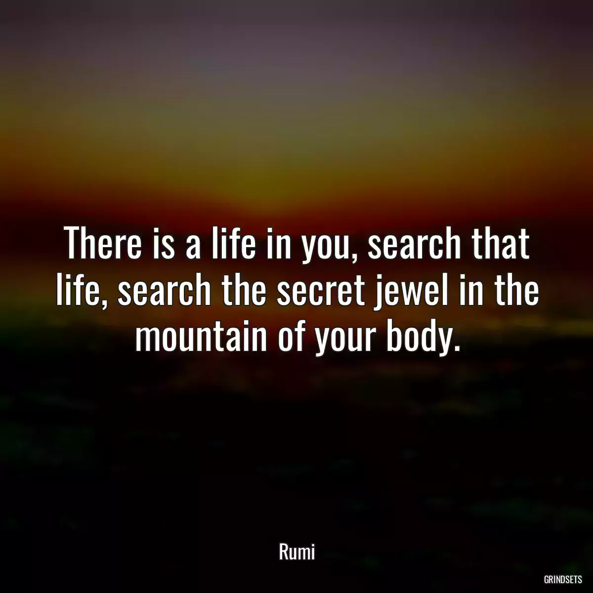 There is a life in you, search that life, search the secret jewel in the mountain of your body.