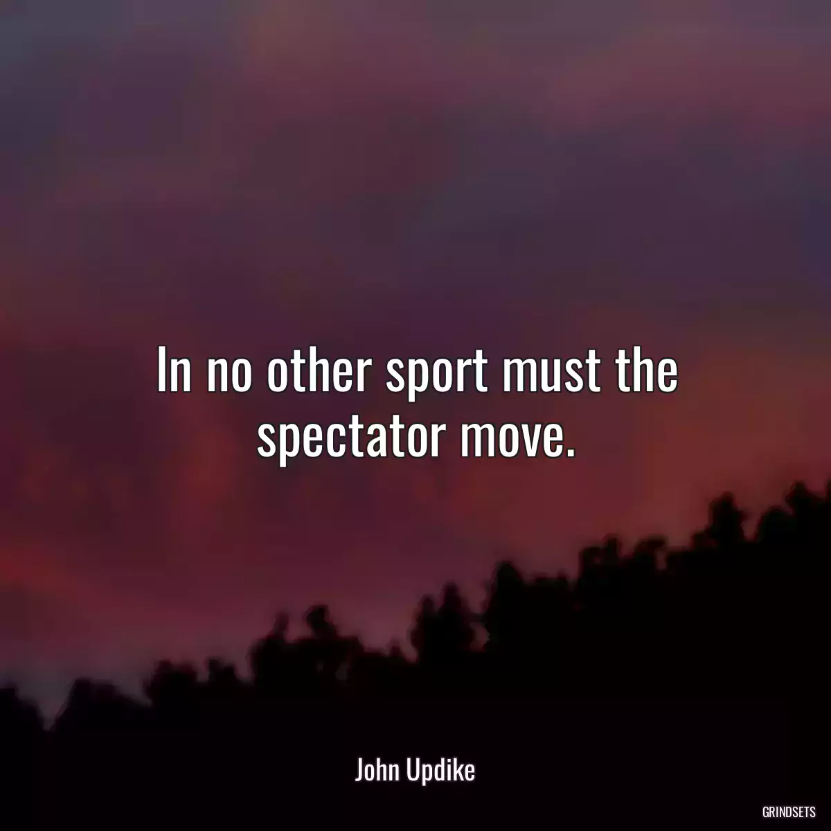 In no other sport must the spectator move.