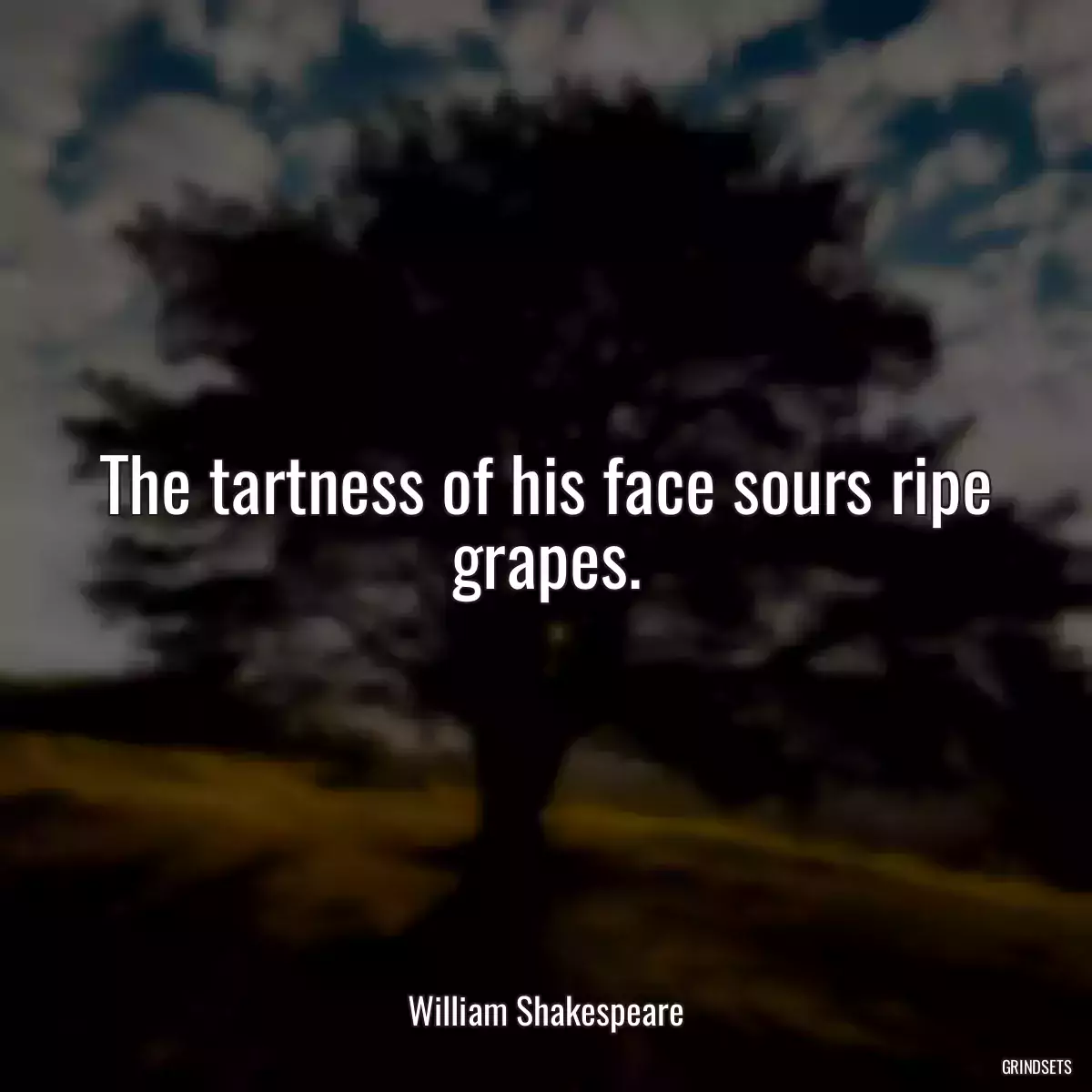 The tartness of his face sours ripe grapes.