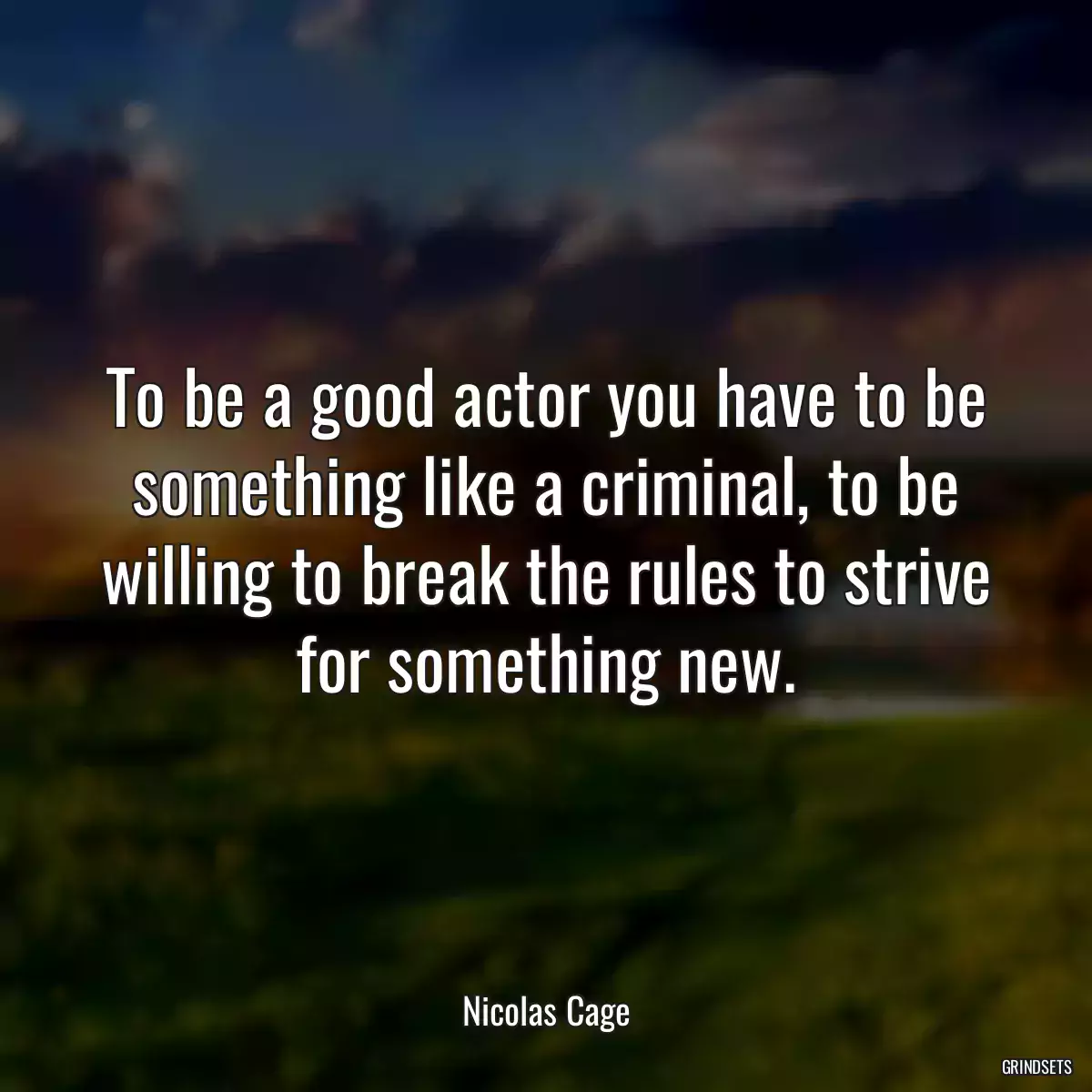 To be a good actor you have to be something like a criminal, to be willing to break the rules to strive for something new.