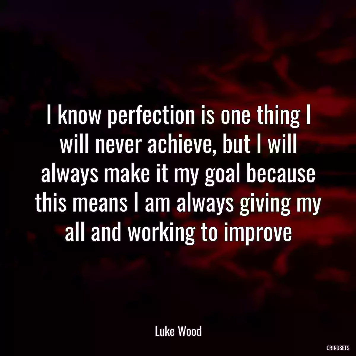 I know perfection is one thing I will never achieve, but I will always make it my goal because this means I am always giving my all and working to improve