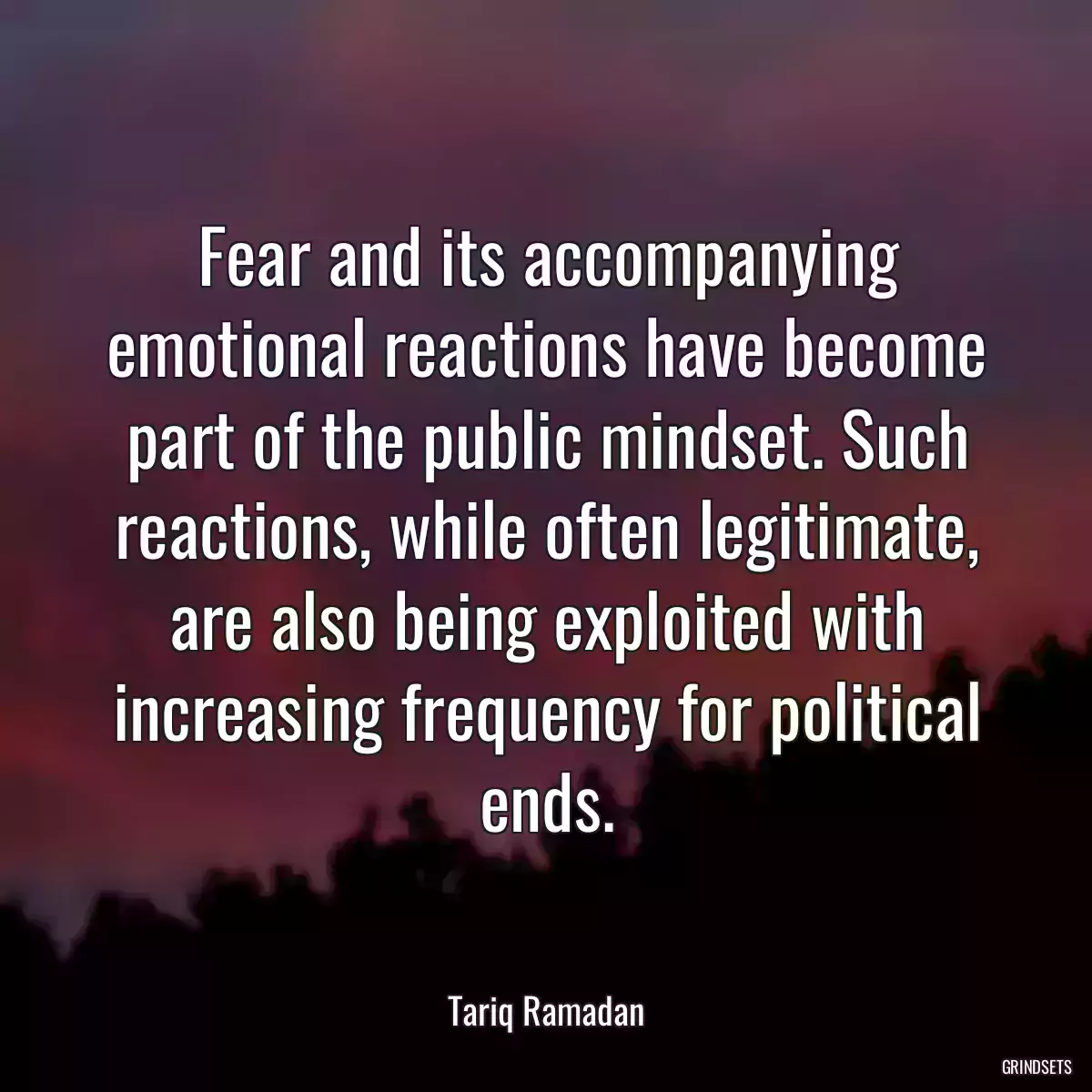 Fear and its accompanying emotional reactions have become part of the public mindset. Such reactions, while often legitimate, are also being exploited with increasing frequency for political ends.