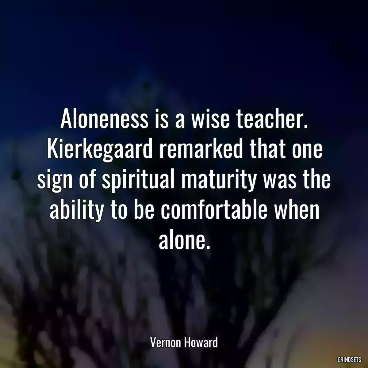 Aloneness is a wise teacher. Kierkegaard remarked that one sign of spiritual maturity was the ability to be comfortable when alone.