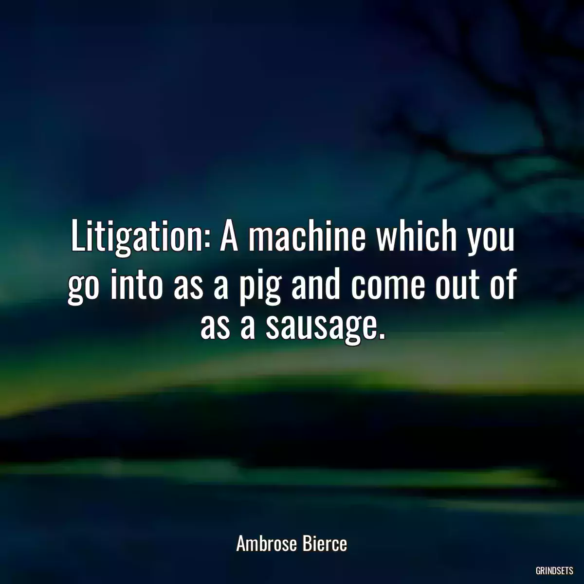 Litigation: A machine which you go into as a pig and come out of as a sausage.