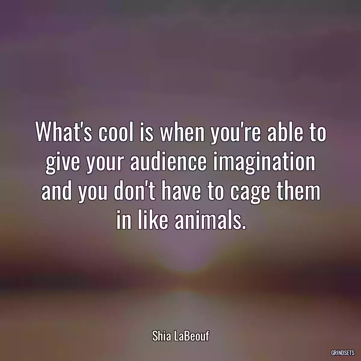 What\'s cool is when you\'re able to give your audience imagination and you don\'t have to cage them in like animals.