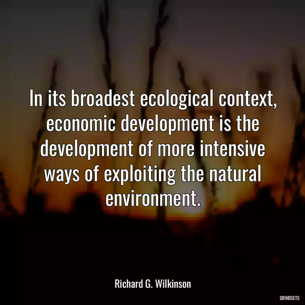 In its broadest ecological context, economic development is the development of more intensive ways of exploiting the natural environment.