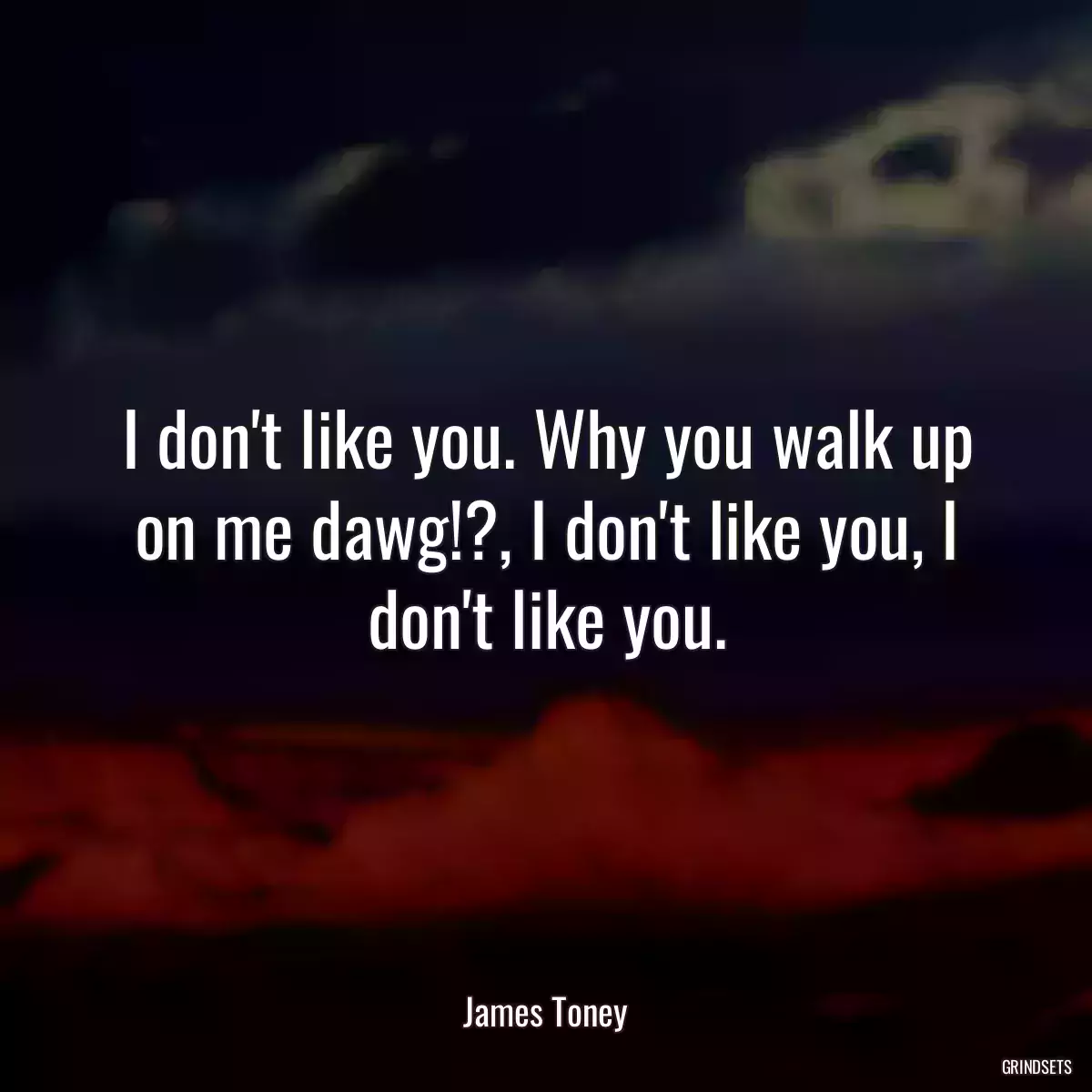 I don\'t like you. Why you walk up on me dawg!?, I don\'t like you, I don\'t like you.