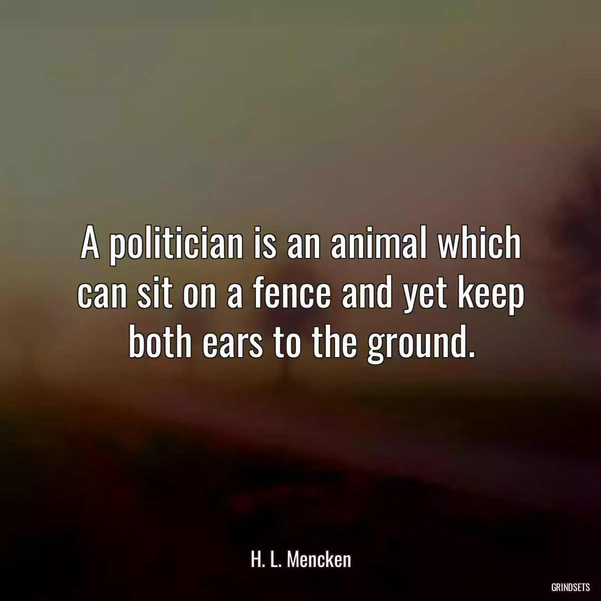 A politician is an animal which can sit on a fence and yet keep both ears to the ground.