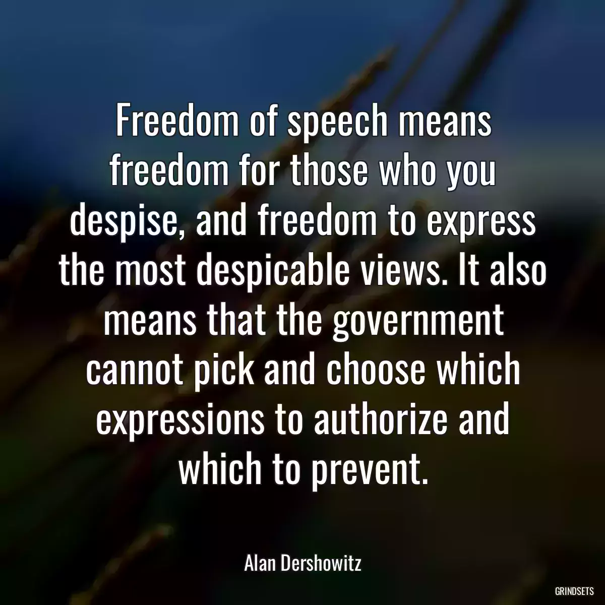 Freedom of speech means freedom for those who you despise, and freedom to express the most despicable views. It also means that the government cannot pick and choose which expressions to authorize and which to prevent.