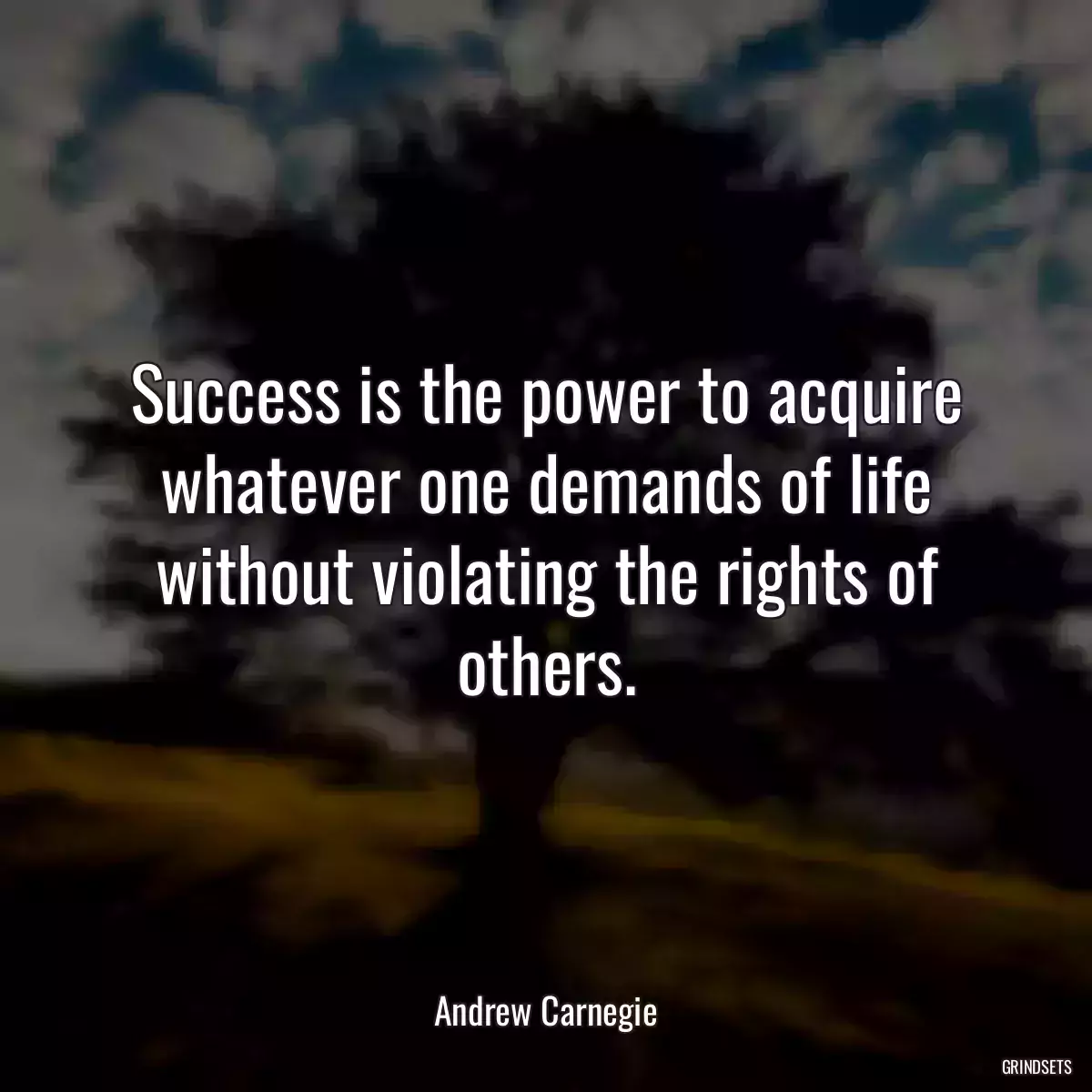 Success is the power to acquire whatever one demands of life without violating the rights of others.