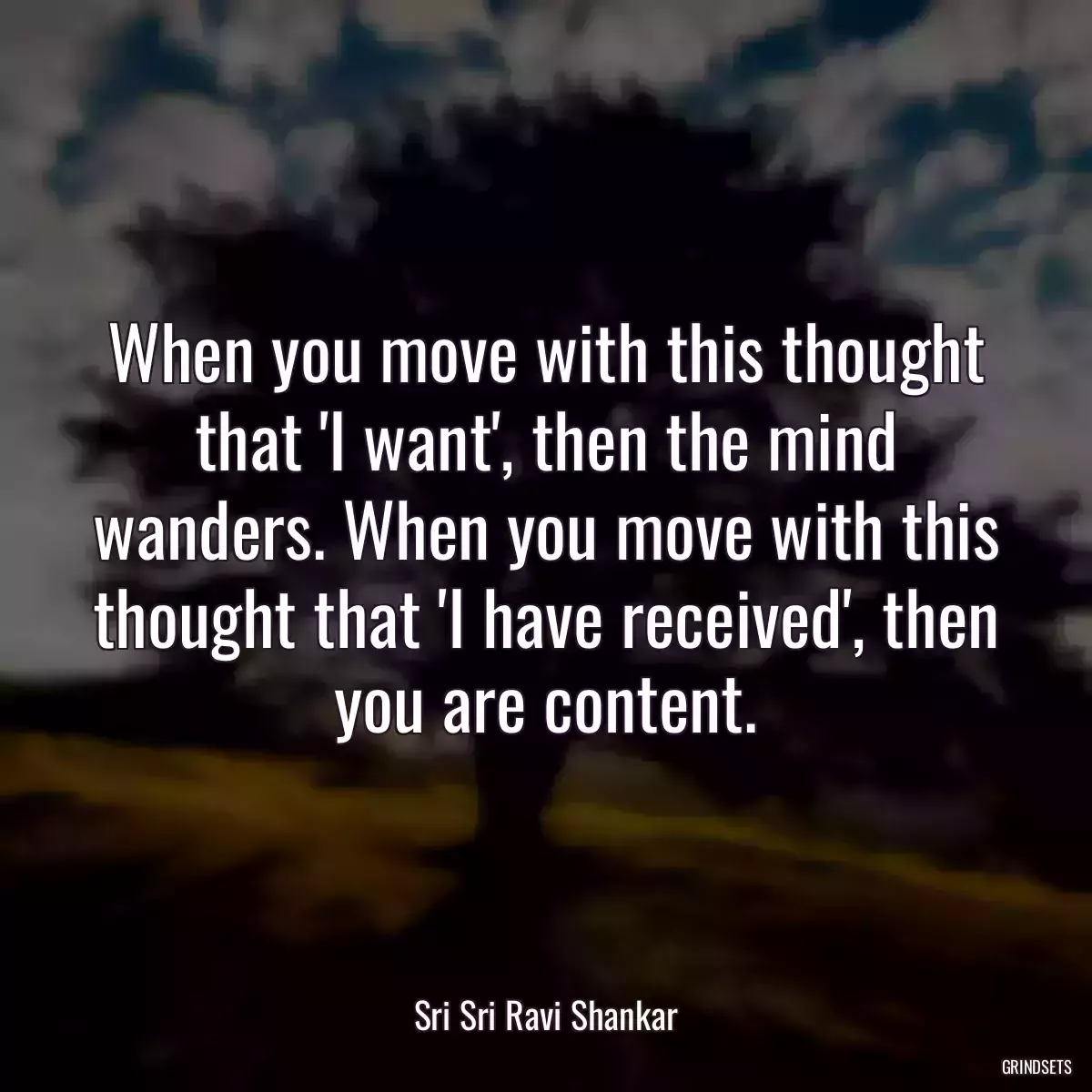 When you move with this thought that \'I want\', then the mind wanders. When you move with this thought that \'I have received\', then you are content.