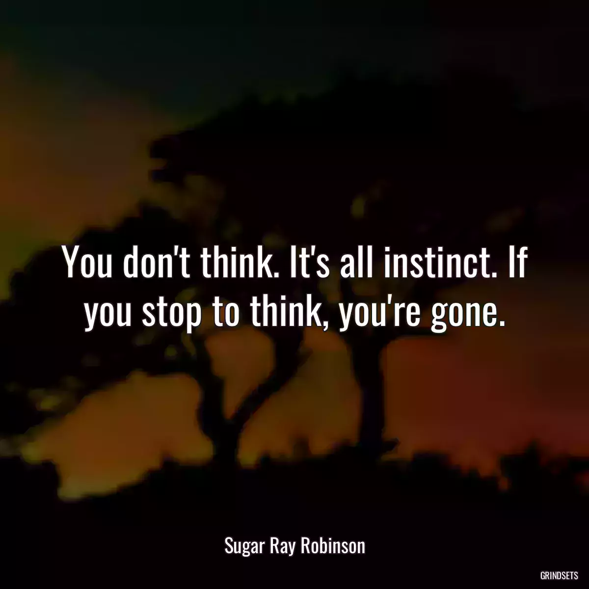 You don\'t think. It\'s all instinct. If you stop to think, you\'re gone.