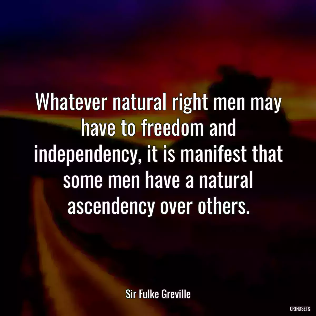 Whatever natural right men may have to freedom and independency, it is manifest that some men have a natural ascendency over others.