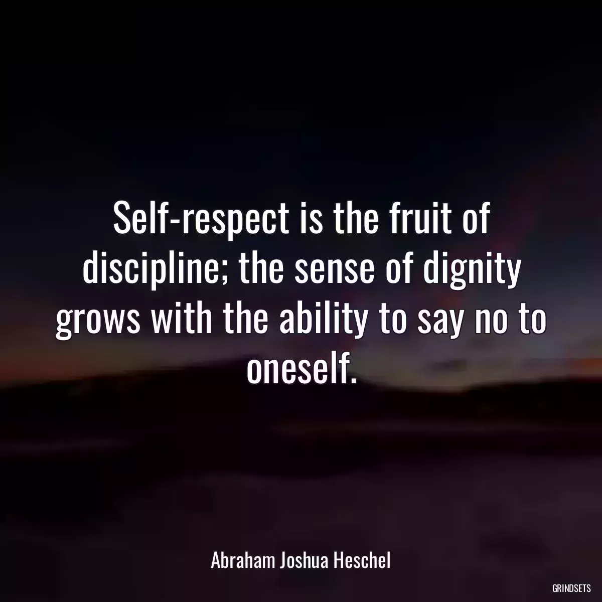 Self-respect is the fruit of discipline; the sense of dignity grows with the ability to say no to oneself.