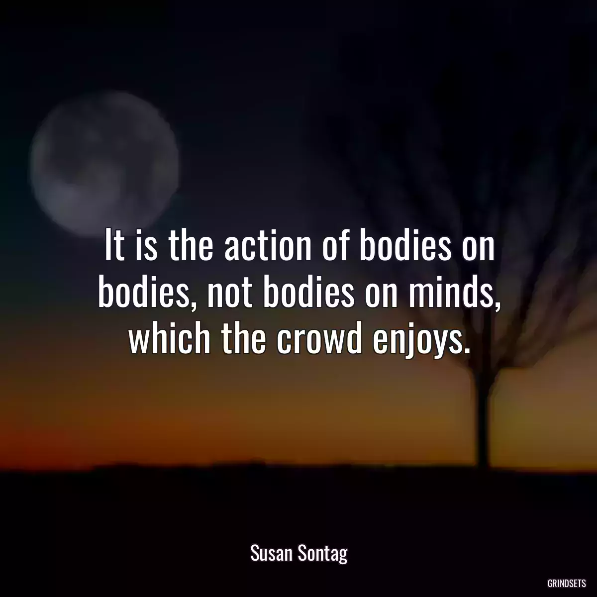 It is the action of bodies on bodies, not bodies on minds, which the crowd enjoys.