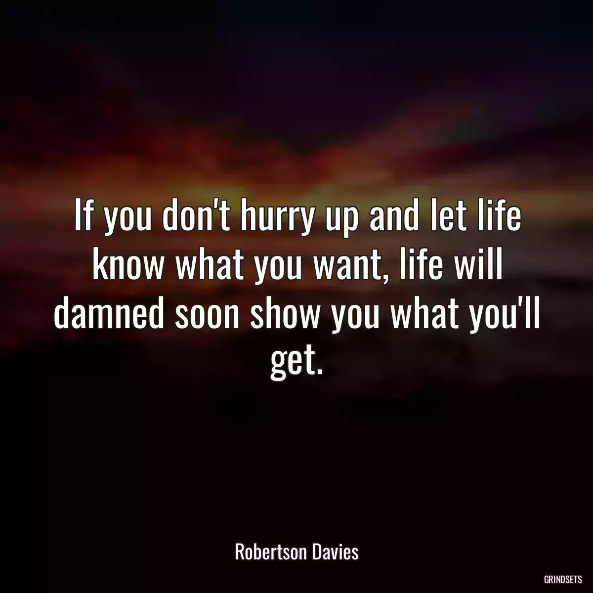 If you don\'t hurry up and let life know what you want, life will damned soon show you what you\'ll get.