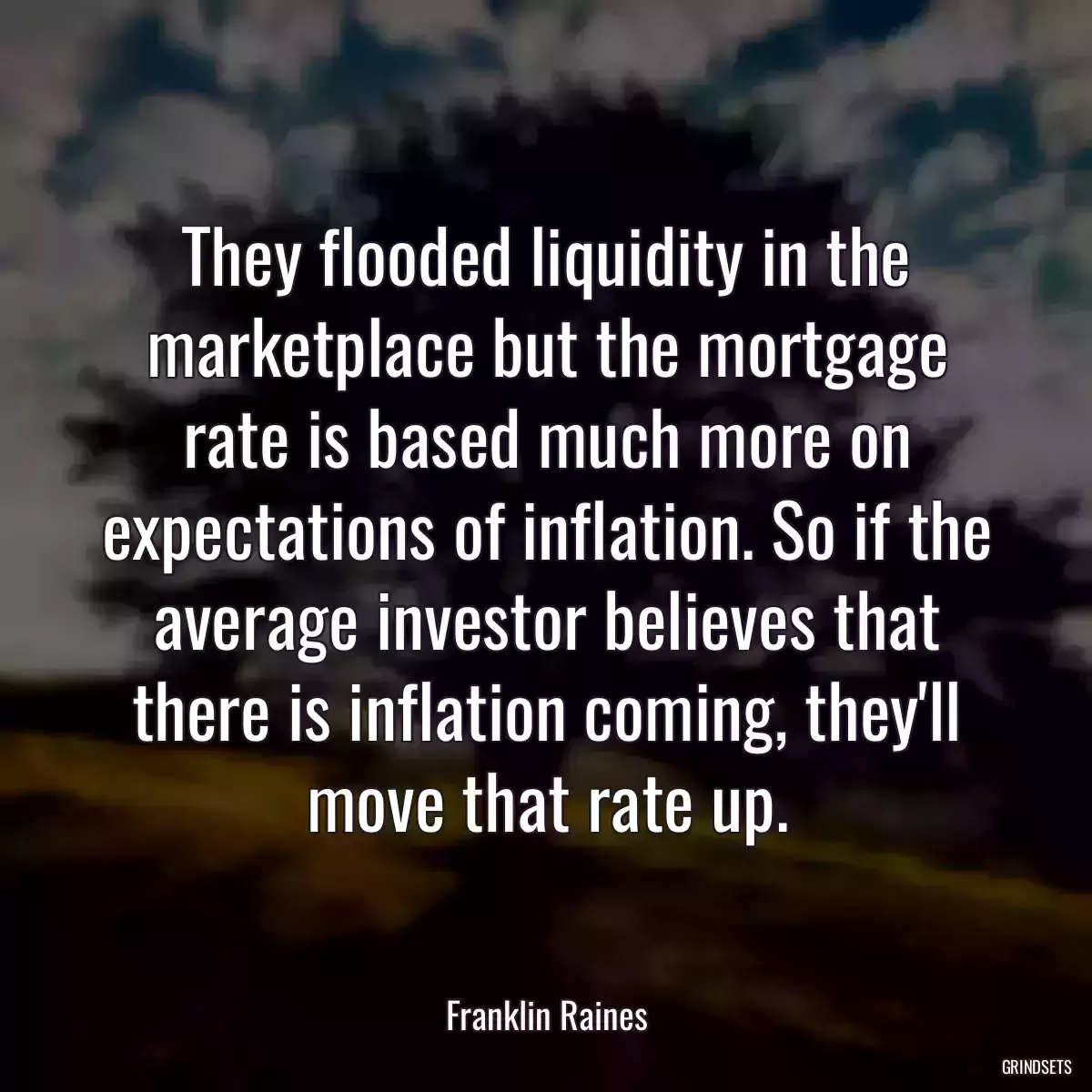 They flooded liquidity in the marketplace but the mortgage rate is based much more on expectations of inflation. So if the average investor believes that there is inflation coming, they\'ll move that rate up.