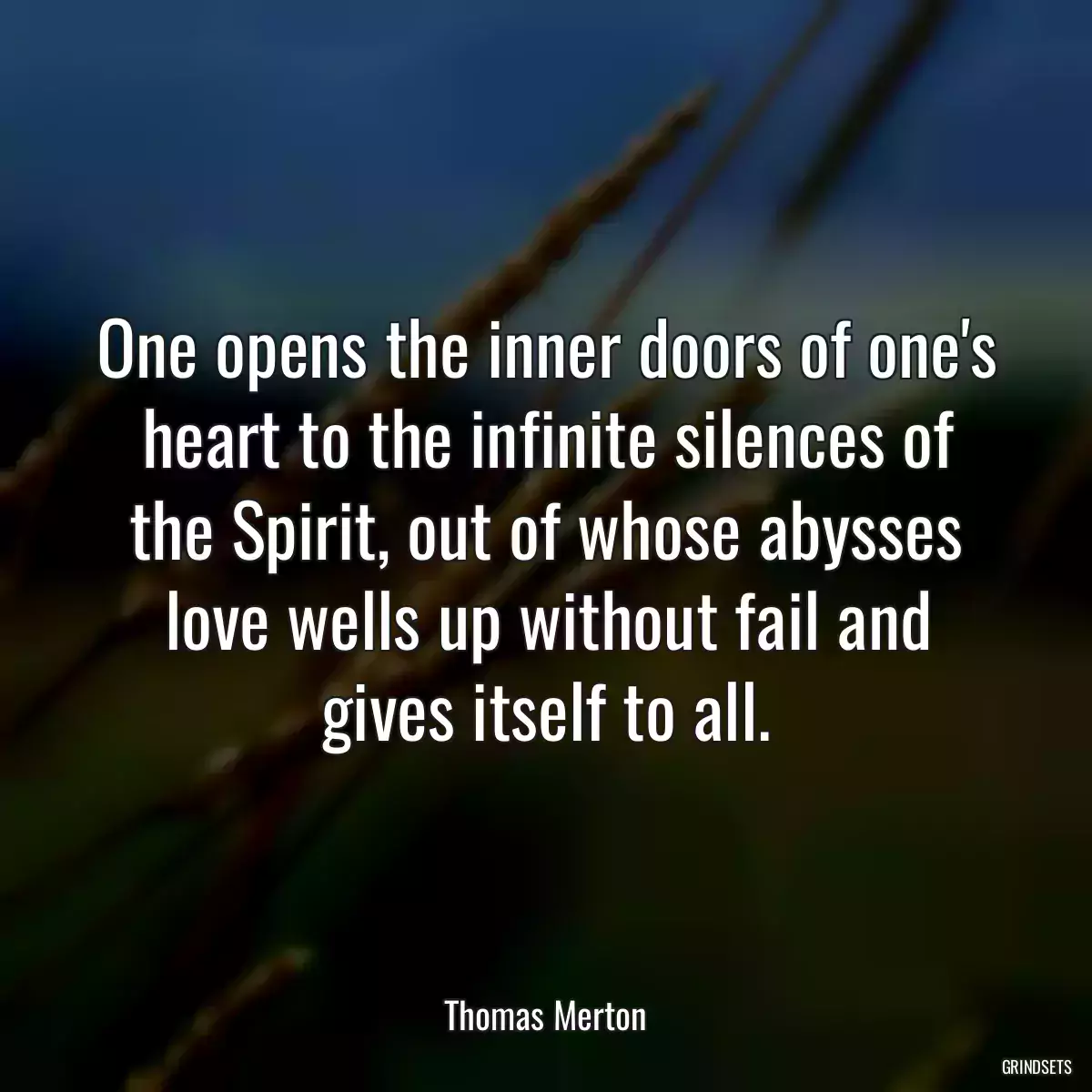 One opens the inner doors of one\'s heart to the infinite silences of the Spirit, out of whose abysses love wells up without fail and gives itself to all.