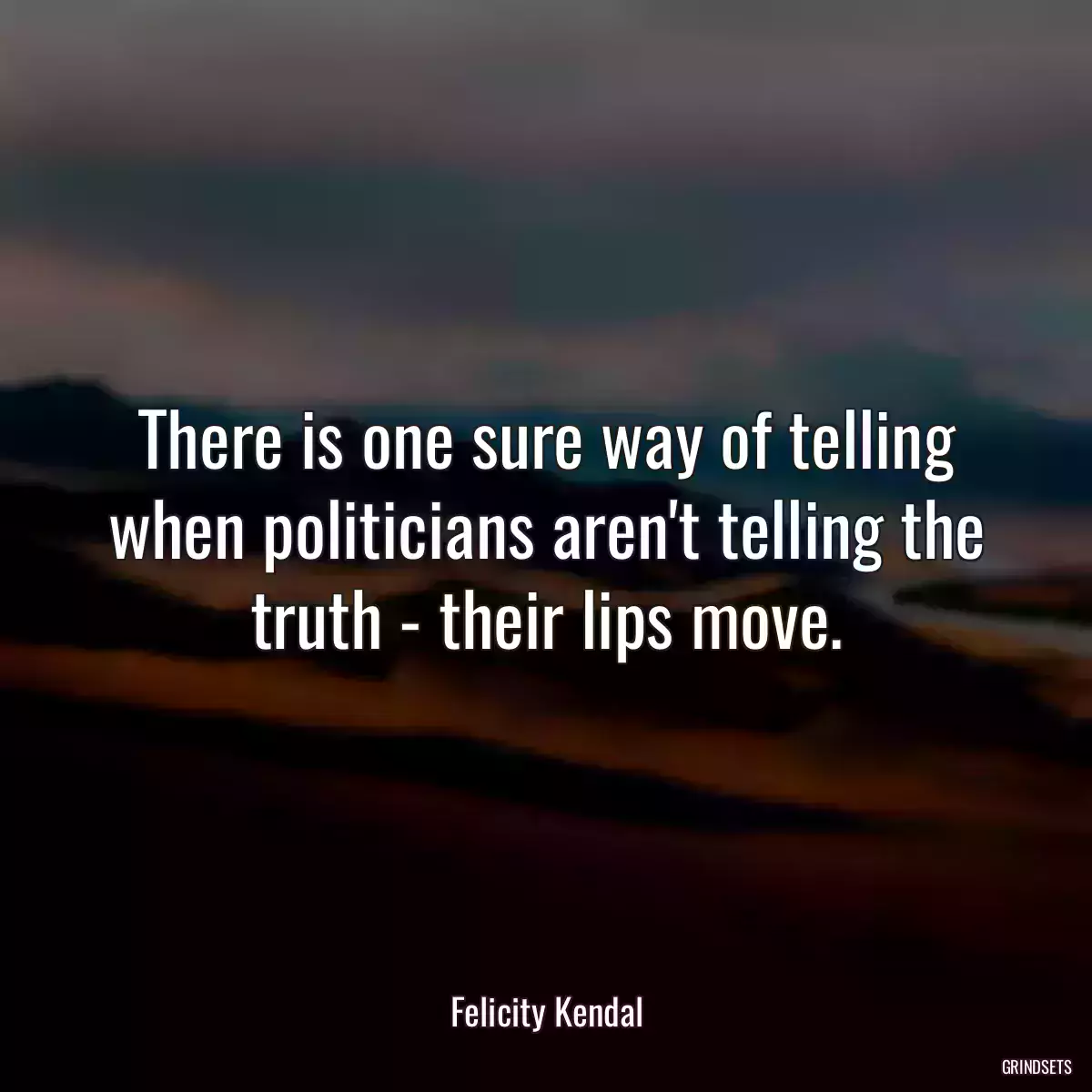 There is one sure way of telling when politicians aren\'t telling the truth - their lips move.