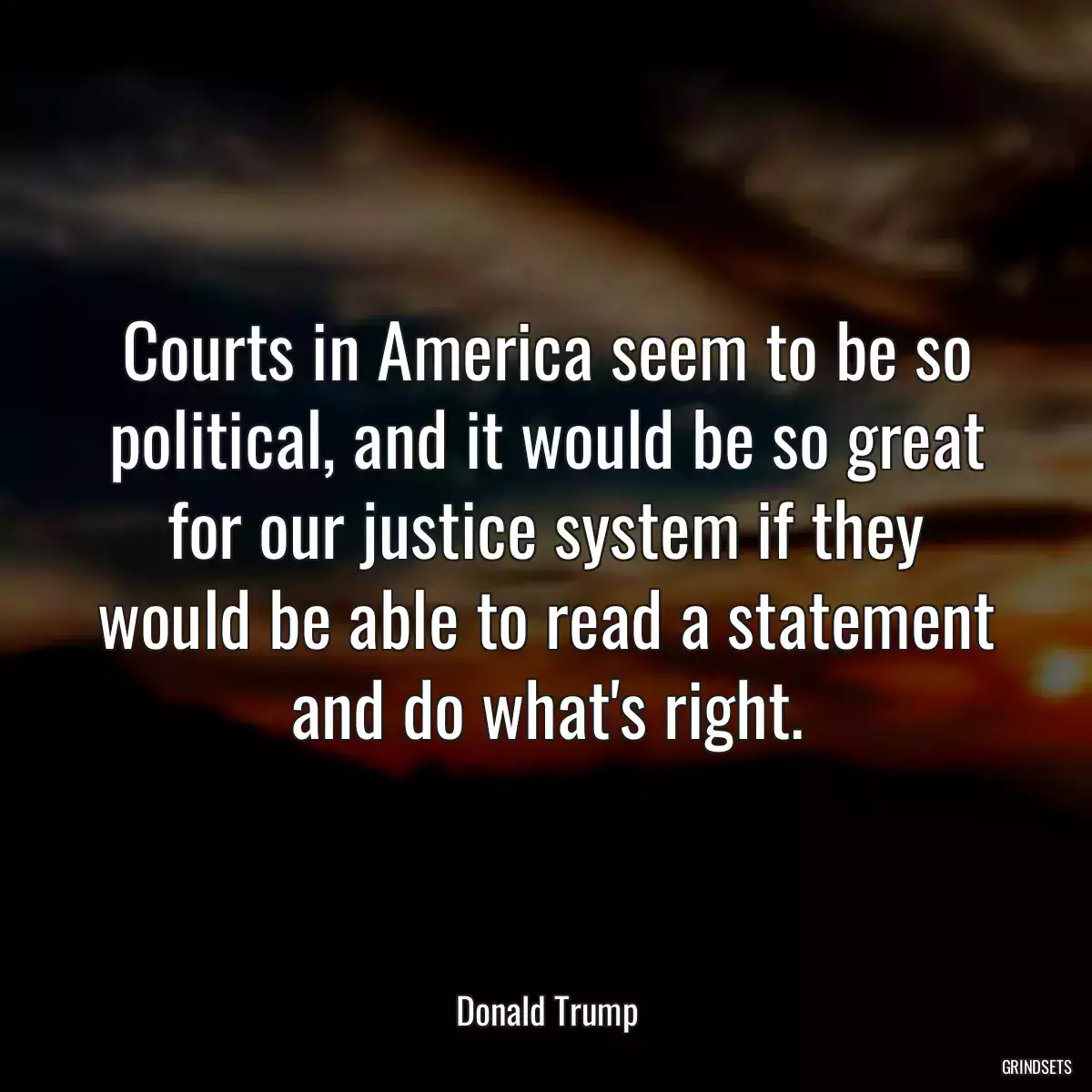 Courts in America seem to be so political, and it would be so great for our justice system if they would be able to read a statement and do what\'s right.