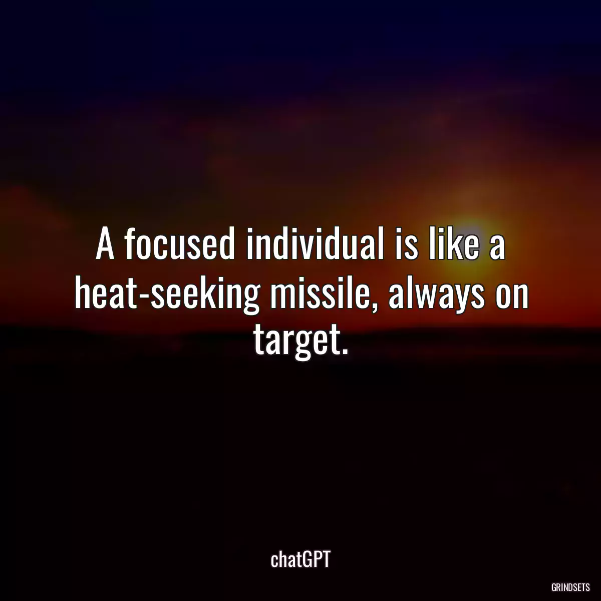 A focused individual is like a heat-seeking missile, always on target.