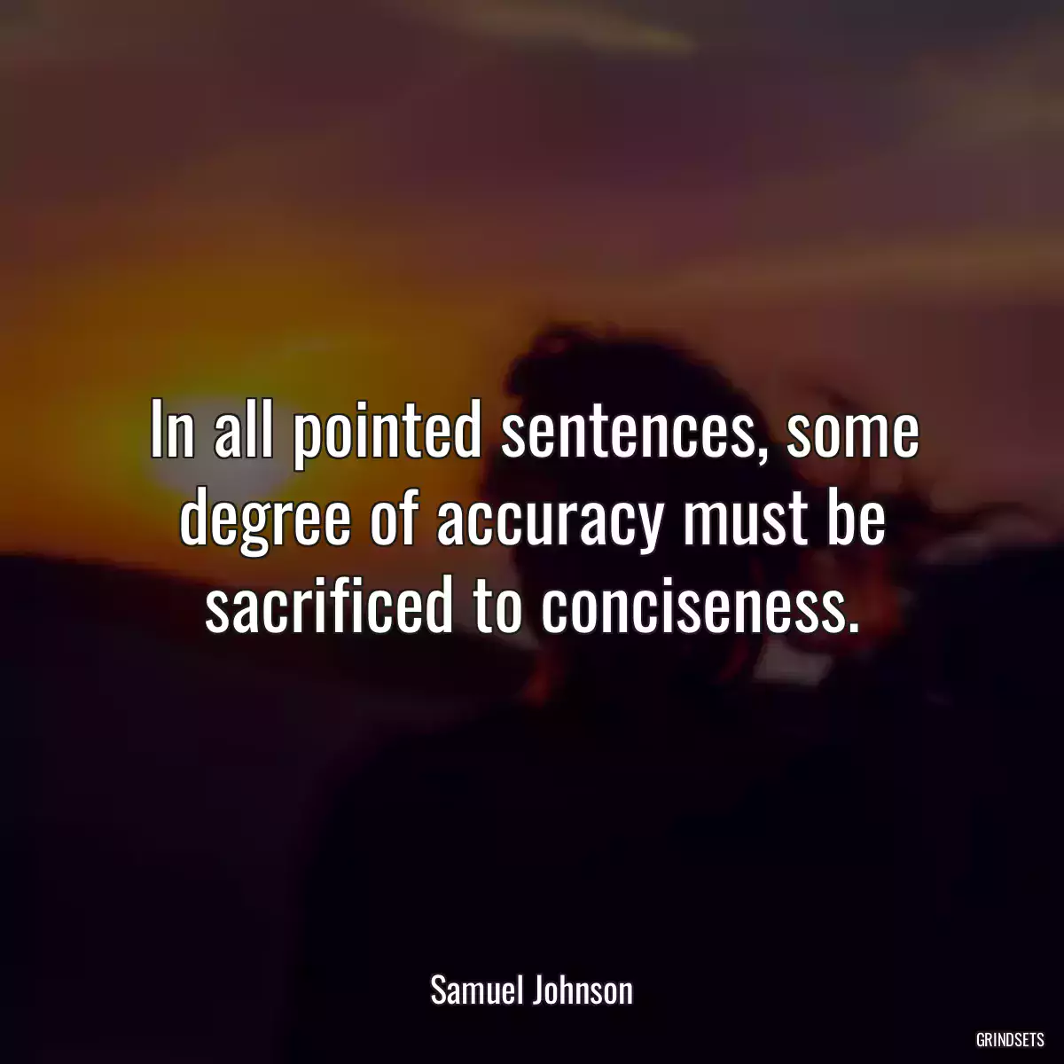 In all pointed sentences, some degree of accuracy must be sacrificed to conciseness.