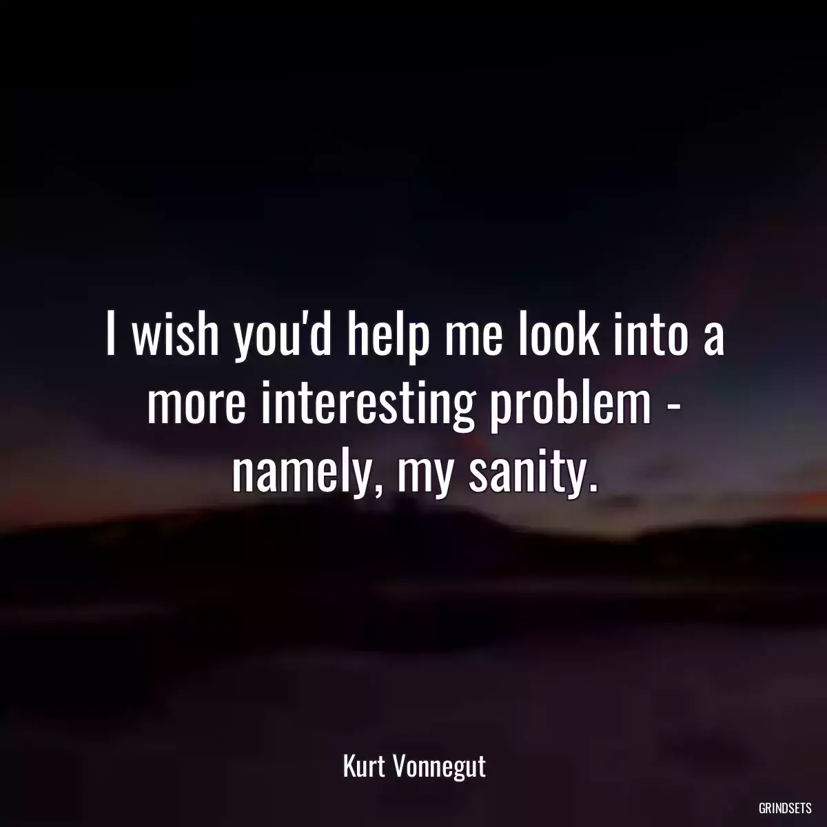 I wish you\'d help me look into a more interesting problem - namely, my sanity.