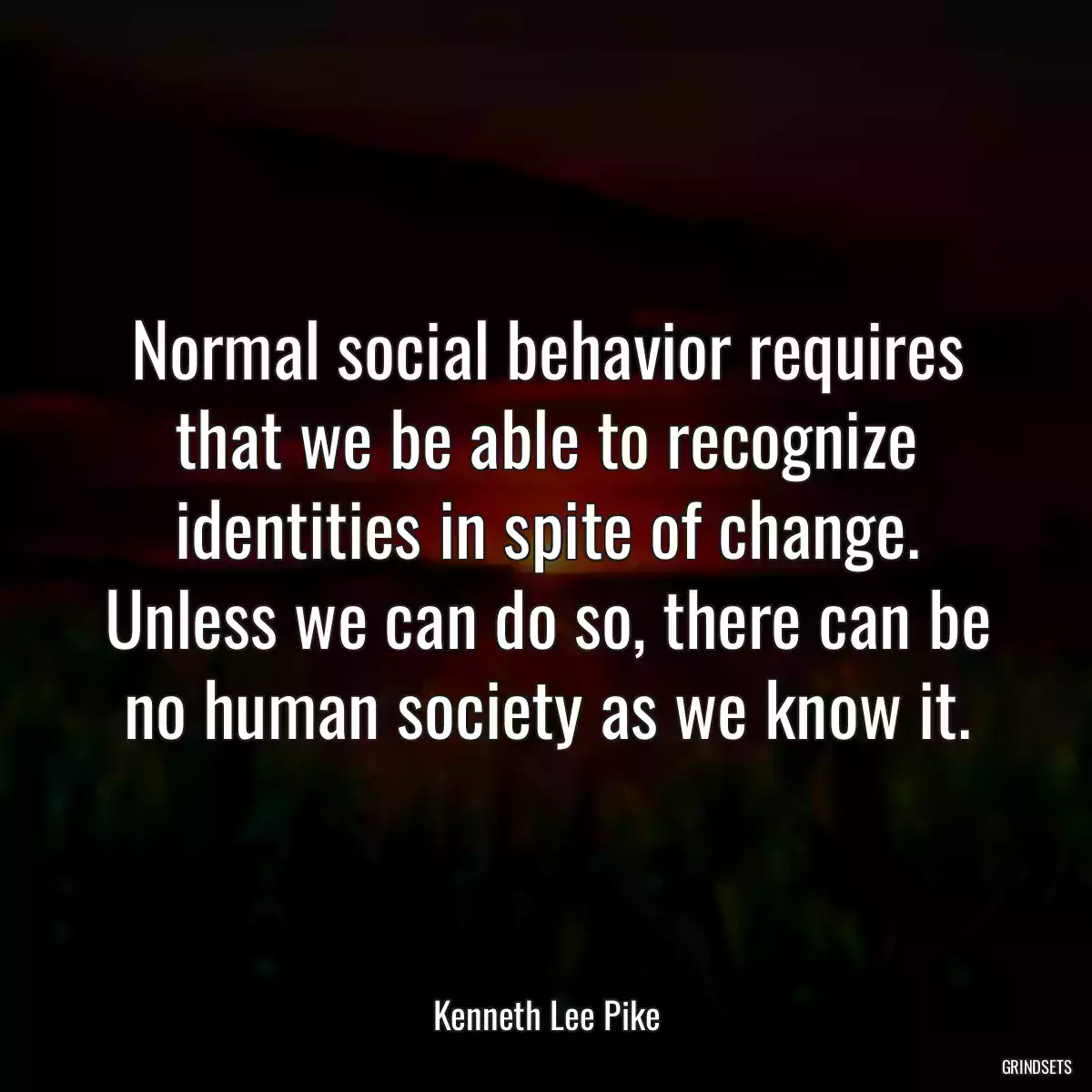 Normal social behavior requires that we be able to recognize identities in spite of change. Unless we can do so, there can be no human society as we know it.