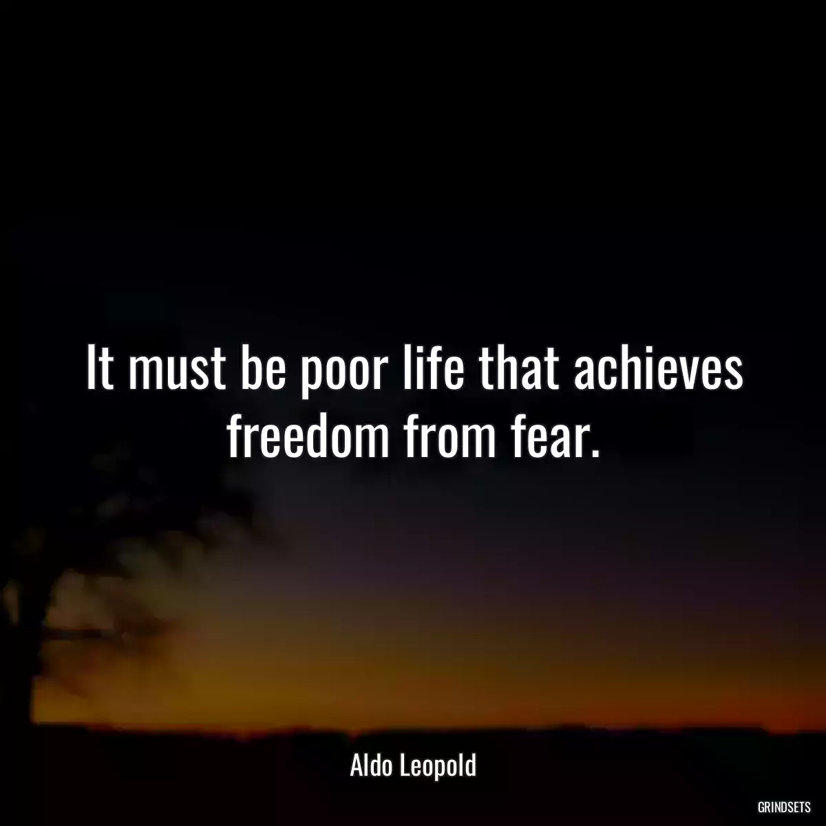 It must be poor life that achieves freedom from fear.