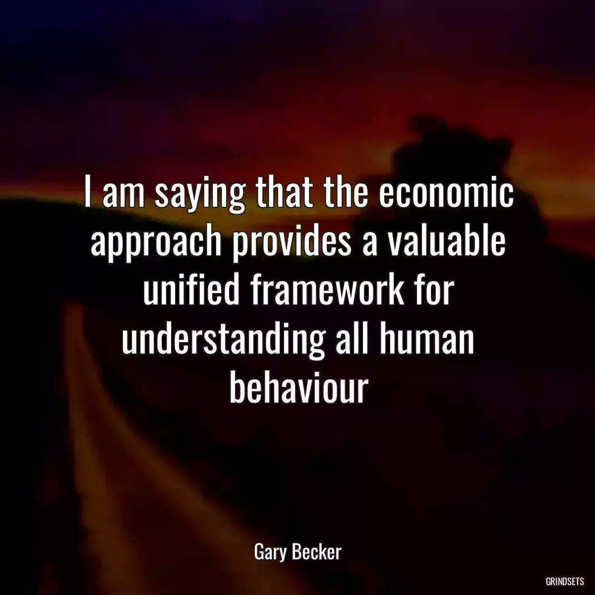 I am saying that the economic approach provides a valuable unified framework for understanding all human behaviour