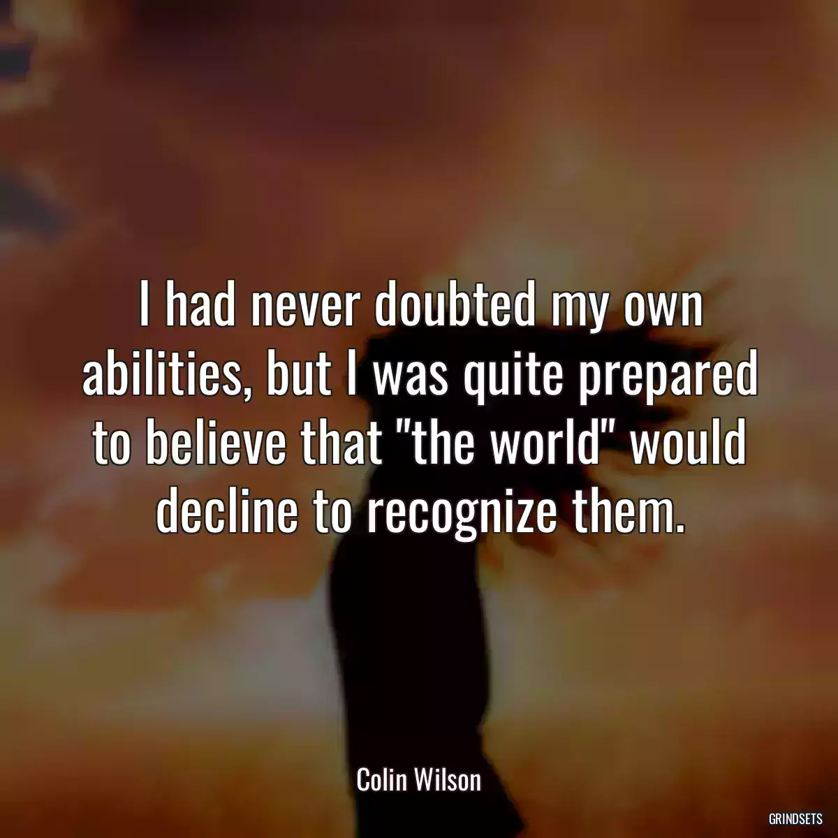 I had never doubted my own abilities, but I was quite prepared to believe that \