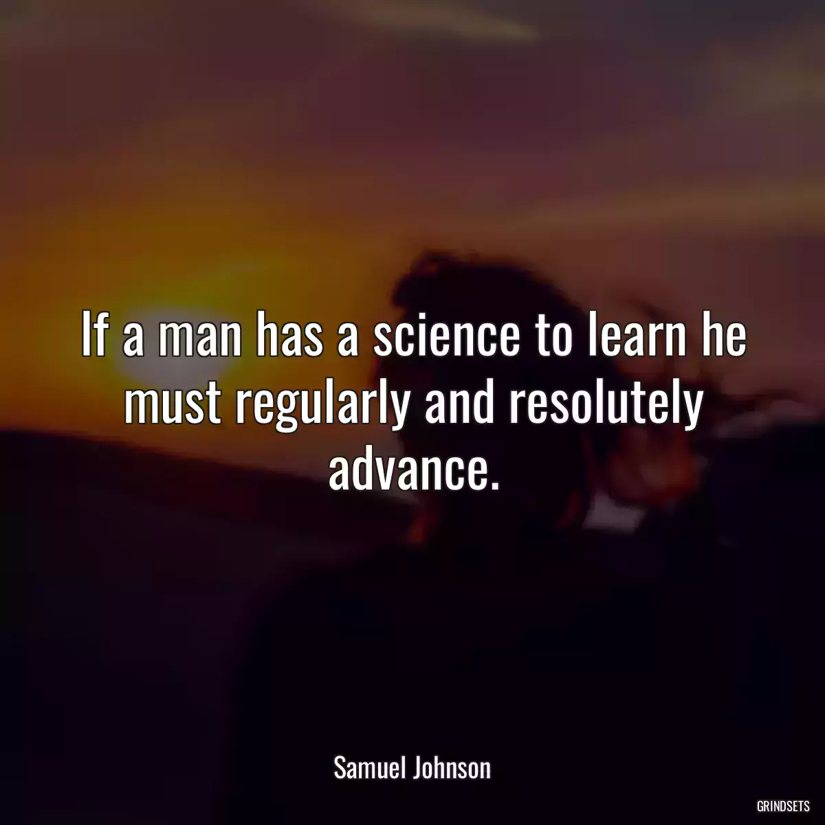 If a man has a science to learn he must regularly and resolutely advance.