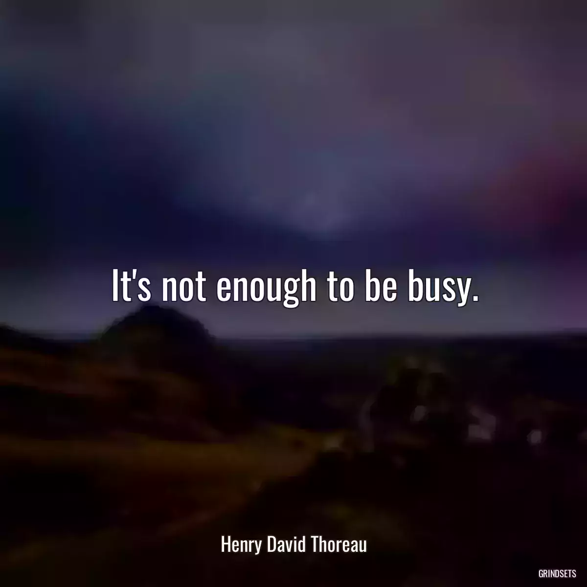 It\'s not enough to be busy.