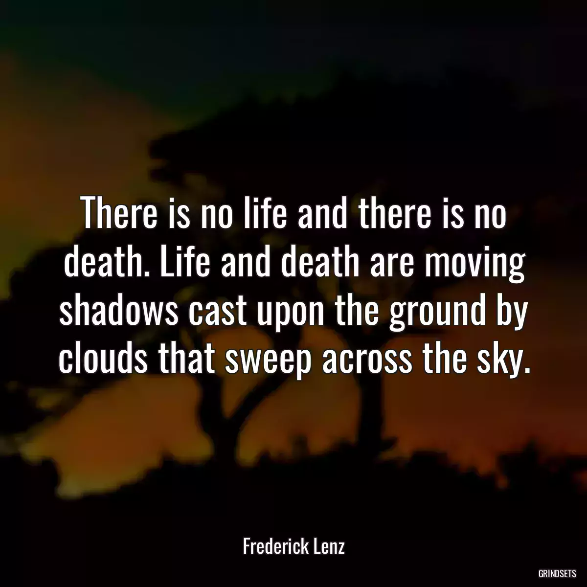 There is no life and there is no death. Life and death are moving shadows cast upon the ground by clouds that sweep across the sky.