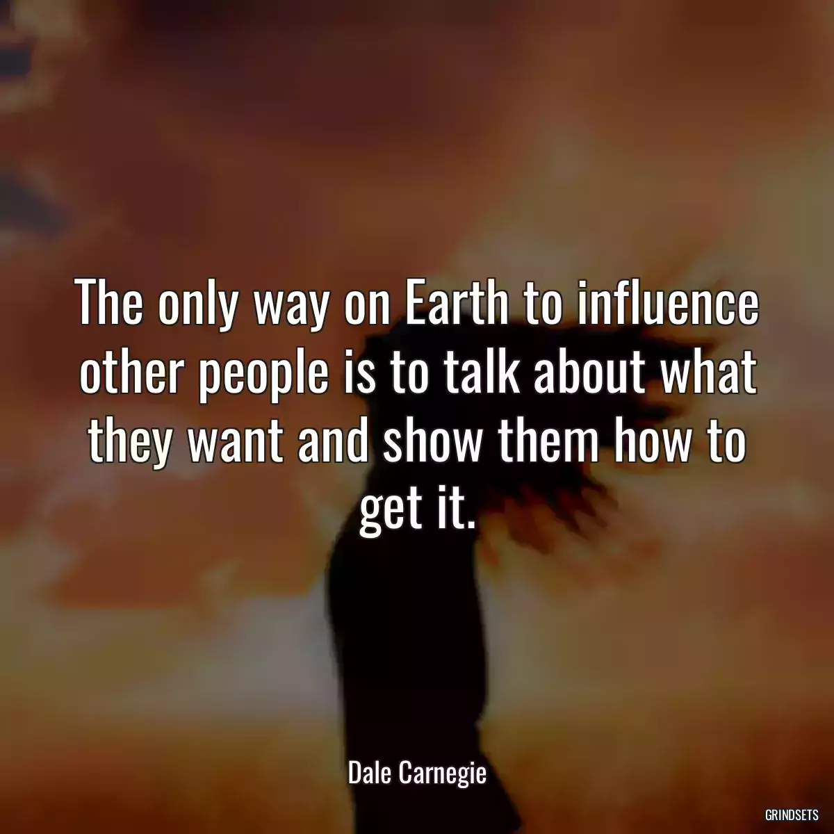 The only way on Earth to influence other people is to talk about what they want and show them how to get it.