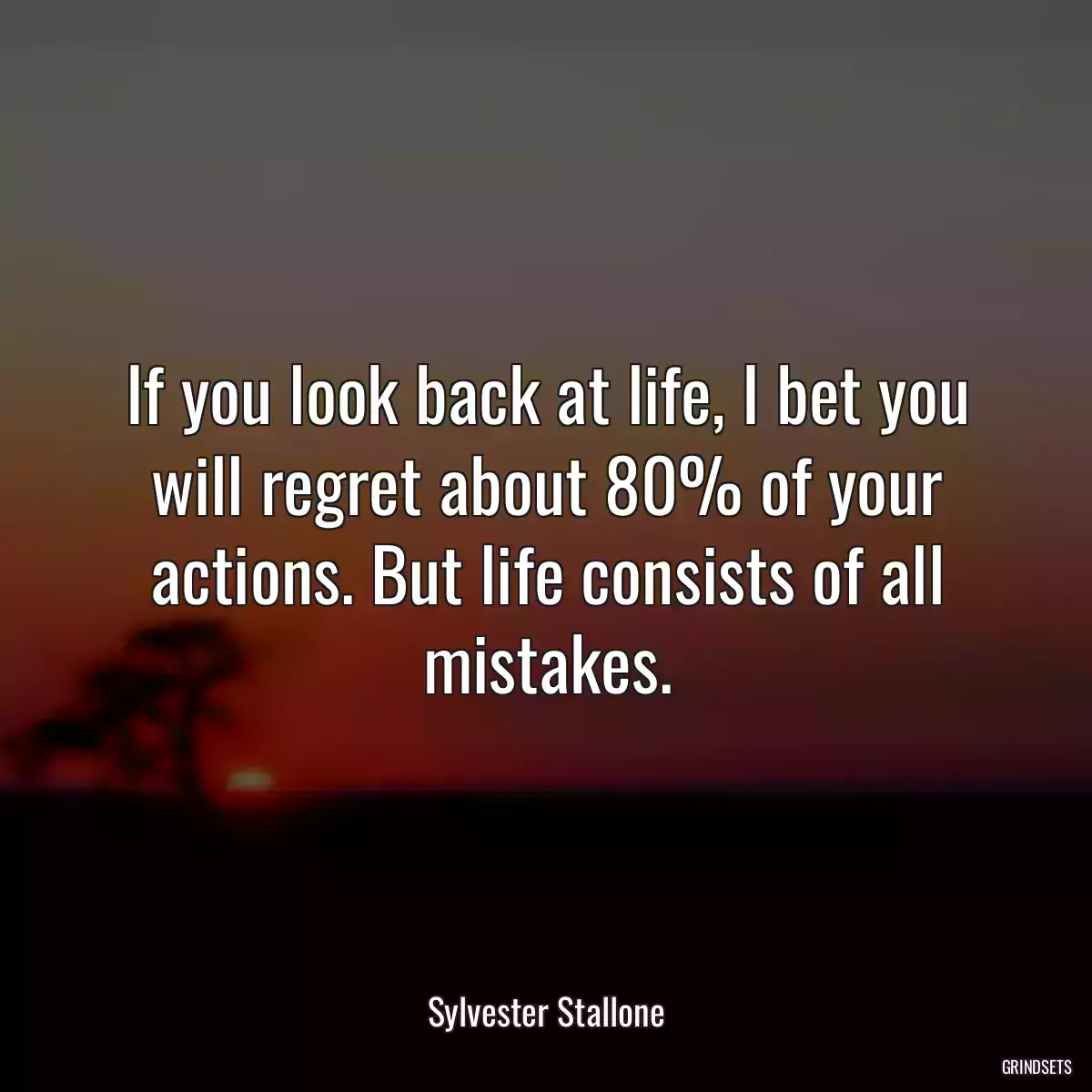 If you look back at life, I bet you will regret about 80% of your actions. But life consists of all mistakes.