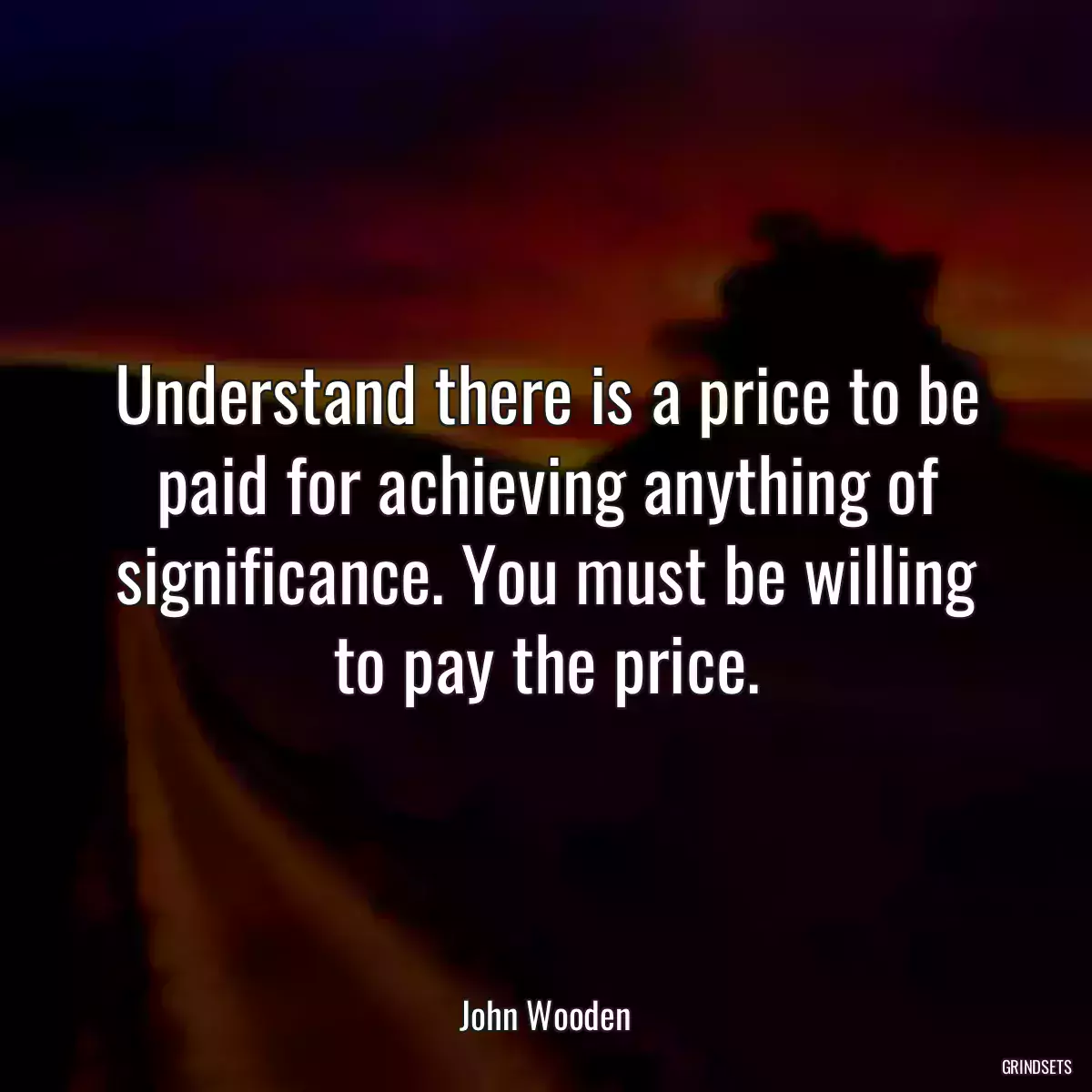 Understand there is a price to be paid for achieving anything of significance. You must be willing to pay the price.