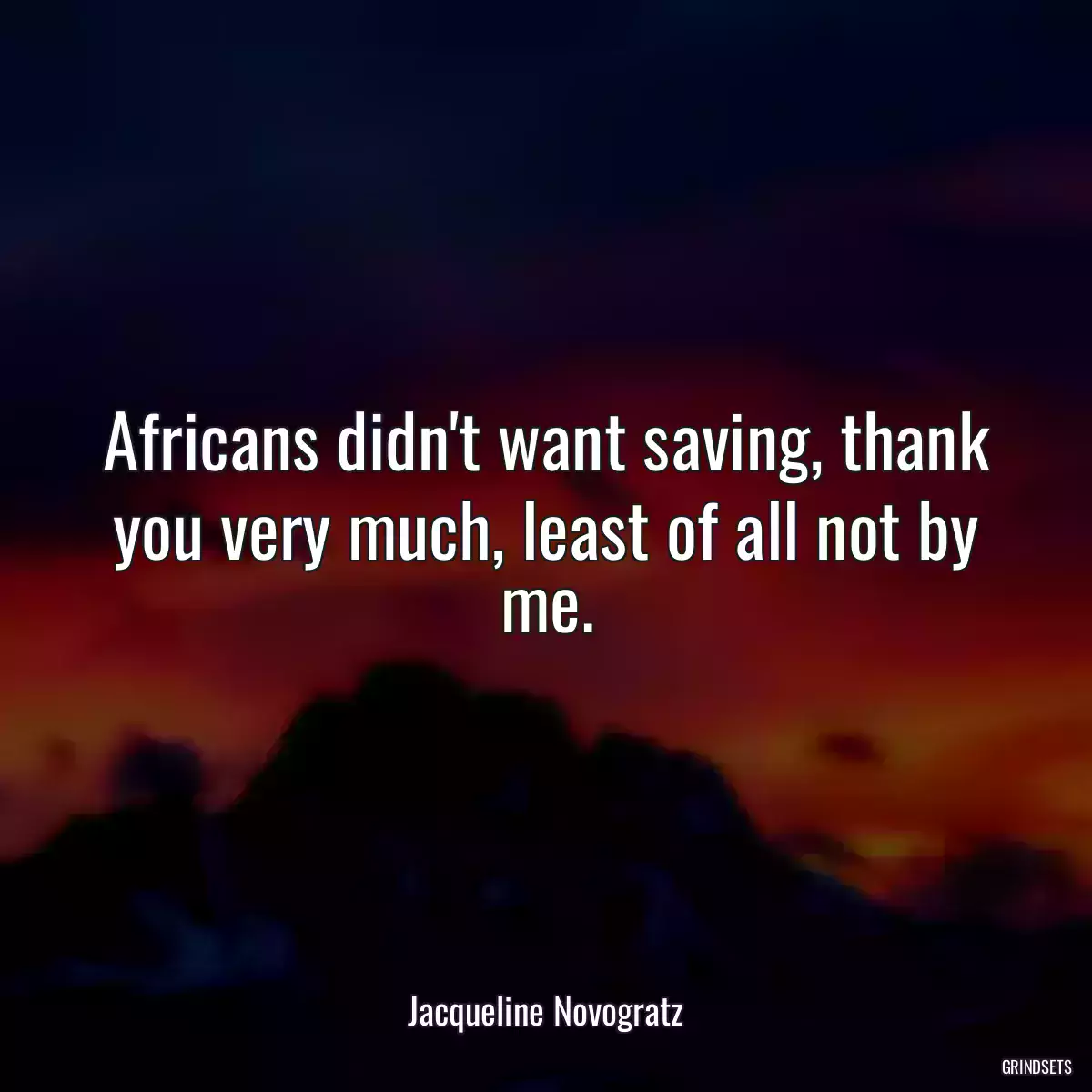 Africans didn\'t want saving, thank you very much, least of all not by me.