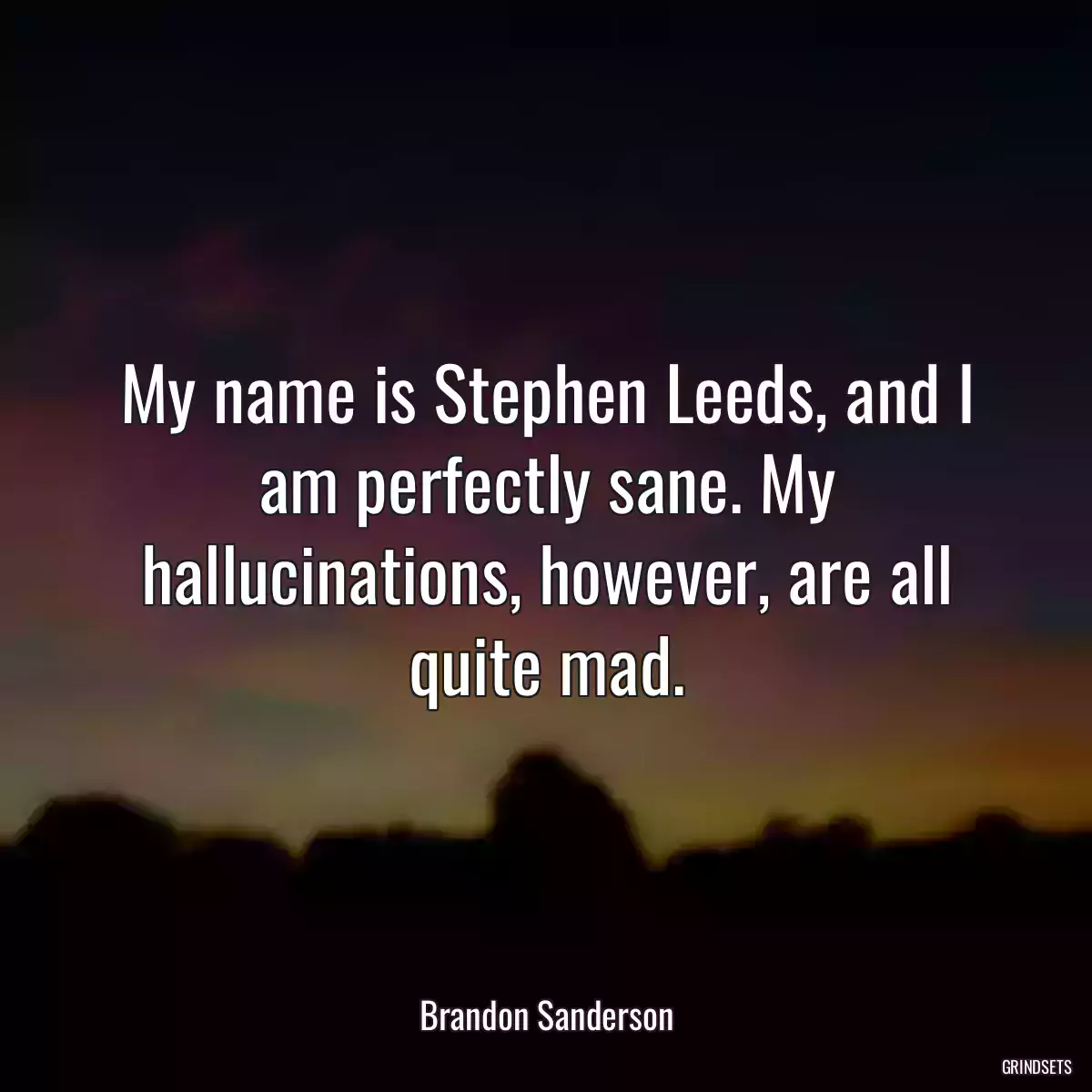 My name is Stephen Leeds, and I am perfectly sane. My hallucinations, however, are all quite mad.