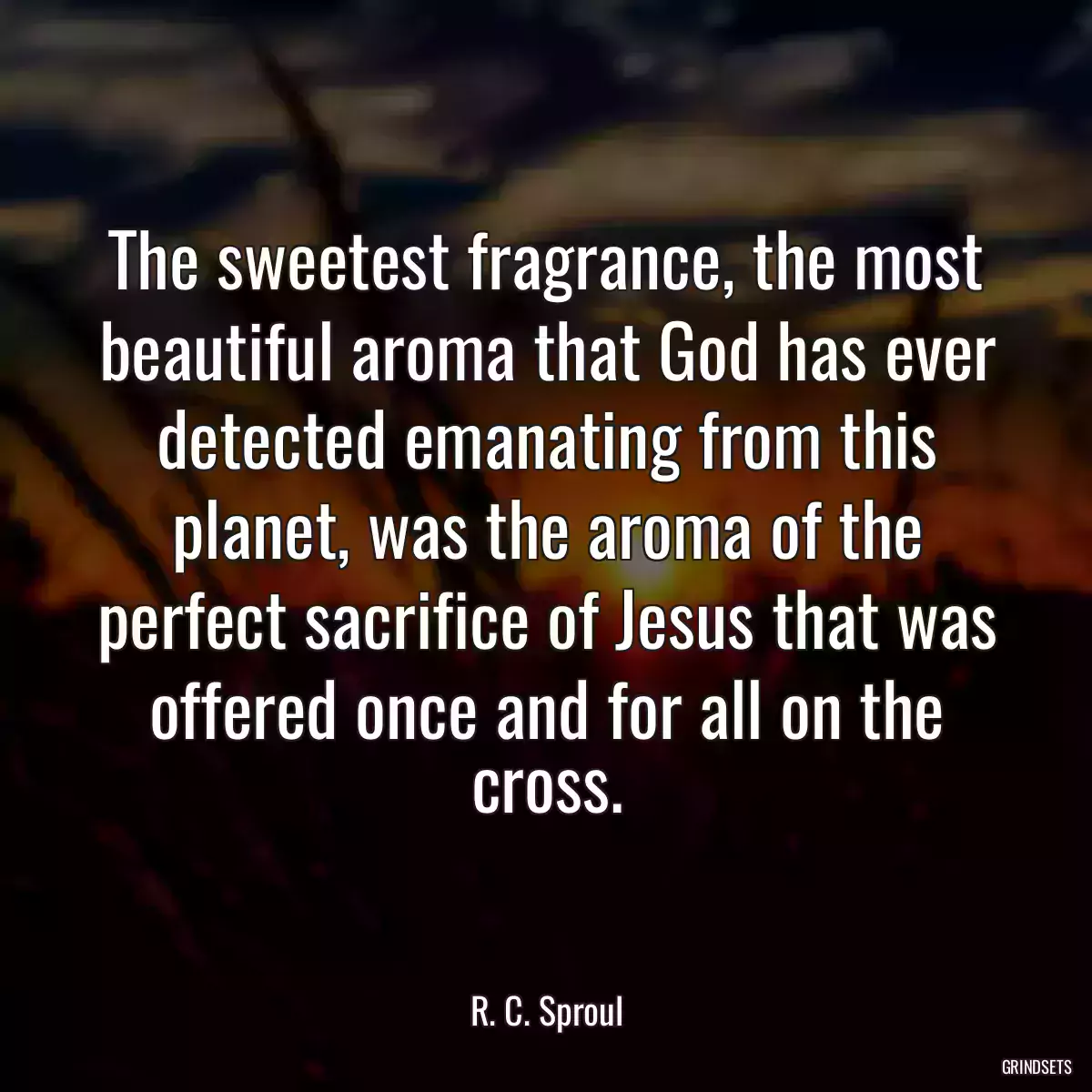 The sweetest fragrance, the most beautiful aroma that God has ever detected emanating from this planet, was the aroma of the perfect sacrifice of Jesus that was offered once and for all on the cross.